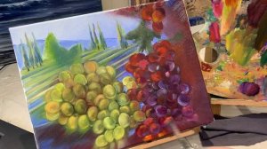 Grapes with oil on canvas. Виноград. Живопись маслом.