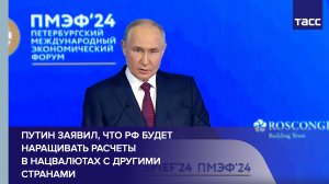 Путин заявил, что РФ будет наращивать расчеты в нацвалютах с другими странами