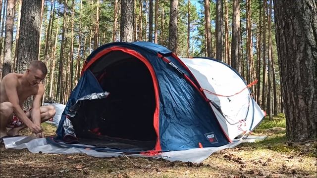 Палатка для кемпинга двухместная 2 second xl F/B Quechua декатлон (сборка)