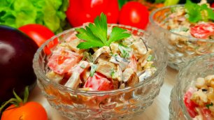 Салат из баклажанов с грецким орехом Очень простой, быстрый и вкусный рецепт летнего овощного салата