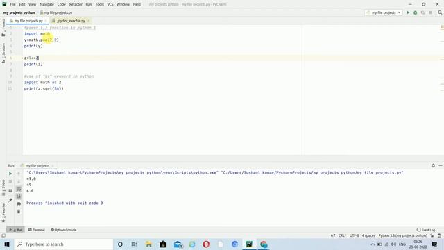 PYTHON TUTORIAL FOR BEGINNERS | POW() FUNCTION IN PYTHON AND USE OF AS KEYWORD ||