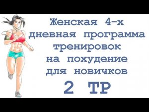 Женская 4 х дневная программа тренировок на похудение для новичков (2 тр)