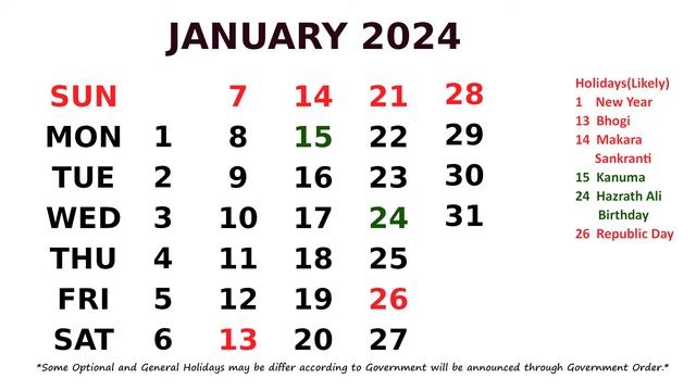 January Calendar 2024 смотреть онлайн