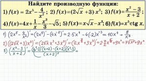 Производные простых функций