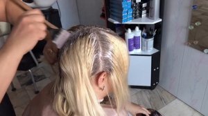 Обесцвечиваем корни и тонируем/ пепельный цвет  8угт