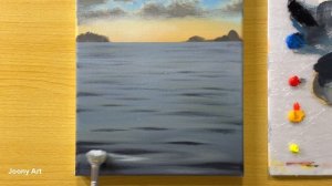 Sunrise Seascape / Acrylic Painting for Beginners / STEP by STEP #218 / 일출 아크릴화