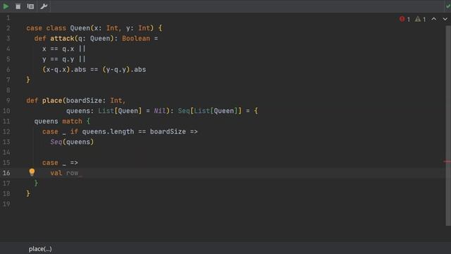 Решаем задачу о 8ми ферзях на языке скала, функциональное программирование смотреть онлайн