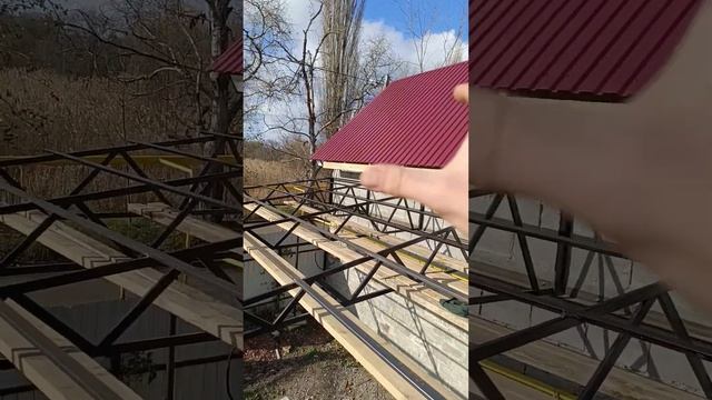 Устройство навеса из профнастила смотреть онлайн