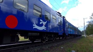 Электропоезд ЭП2Д-0109 "РЭКС-Спутник" экспресс сообщением "Москва Казанский вокзал - Отдых"
