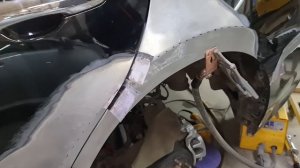 Ремонт заднего крыла на Камри. Рихтовка, подготовка, готовый результат.