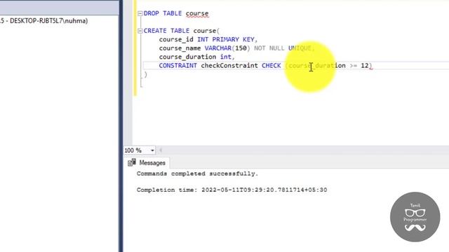 SQL CHECK Constraint |  Tutorial in Tamil | Tamil Programmer