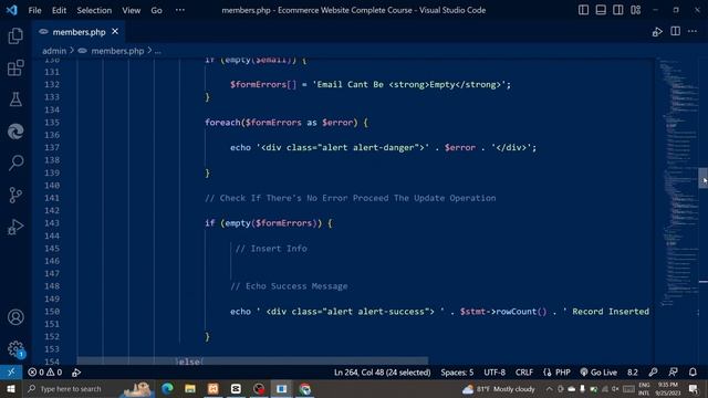 PHP Complete Ecommerce Website | Members Page - Insert Page Part 1 | PART - 21