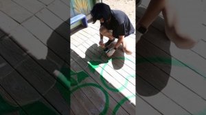 Рисовала классики на веранде в детском  саду