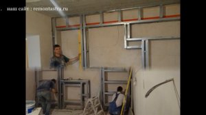 Ниша под ТелеВизор и Камин из ГипсокАртона своими Руками с подсветкой видео