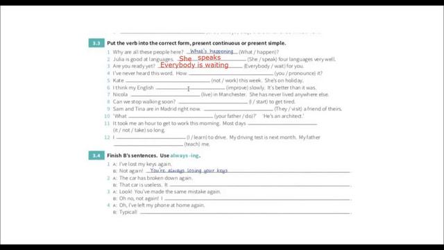 Class 35 English for beginners английский для начинающих, Revision Present continues/present simple смотреть онлайн