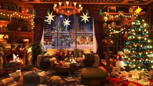 Атмосфера рождественской кофейни с рождественской джазовой музыкой ?Спокойные звуки камина