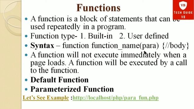 Functions in PHP | Define and Calling Function in PHP | PHP Part 6 | php tutorial for beginners 202