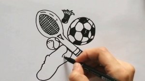 Как нарисовать рисунок  на тему СПОРТ / Рисуем футбольный мяч, теннис / How to draw sports