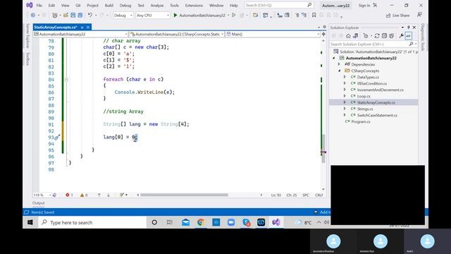 Part  9 C# Static Array Concepts