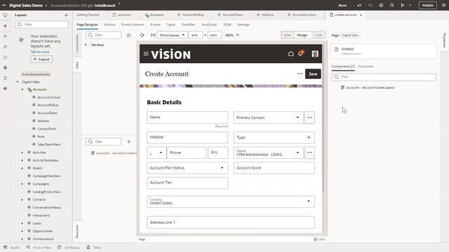 Editing Fusion Cloud Application Page Through UI Navigation - Visual Builder Studio - Digital Sales