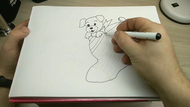 Рисуем Щенка/Новогодние Рисунки