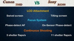 Canon 750D vs Sony A6300 - Comparison, Specifications, Price