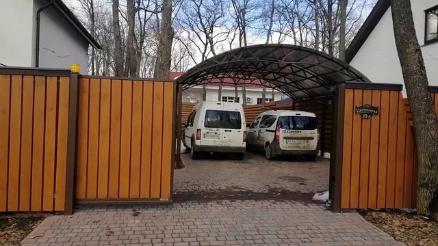 Навес для двух машин.  Арка 6х6.3м. #навес, #терраса, #поликарбонат