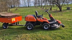 Husqvarna R 216T AWD // Райдер с прицепом