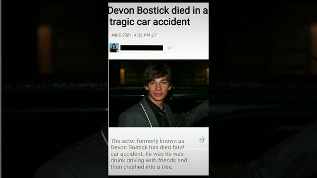 Devon Bostick died in a tragic car accident.