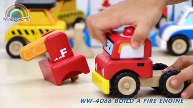 Деревянная игрушка-конструктор "Пожарная машина Miniworld" Wonderworld WW-4066