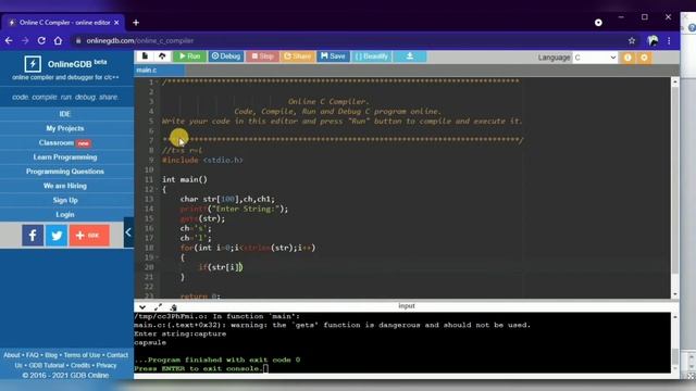Replace Character In String Using C Programming || TCS Asked 2021/2022 Programming Question