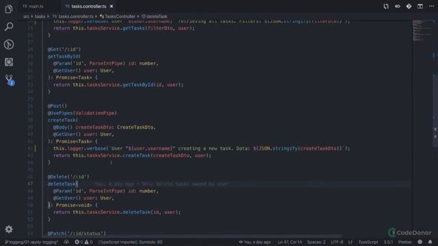 Lecture 62. Implement Logging Application | Scalable API | Modern TypeScript | Master NestJS (2021)