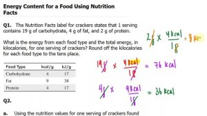 Calculate Energy Content for a Food Using Nutrition Facts