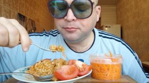 ОБЖОР РИС с мясным фаршем/мукбанг завтрак