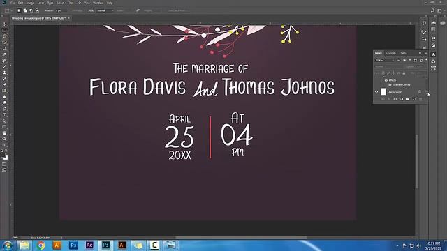 Wedding Invitation Card Design Photoshop CC Tutorial | wedding invitation смотреть онлайн