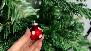 White Polka Dot Glass Christmas Tree Ornaments Set of 6