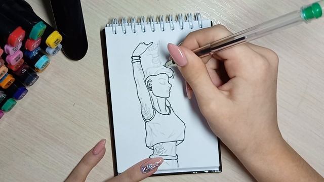 ❤ Рисуем СТИЛЬНУЮ  ДЕВУШКУ карандашом и маркерами✏?