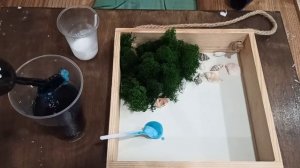 eppoxy resin. Декор для дома. Панно из мха стабилизированного, смолы эпоксидной и ракушек.