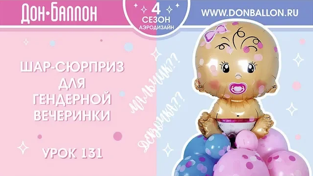 Искусство Аэродизайна. Урок 131. Шар-сюрприз для гендерной вечеринки.