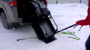 Погрузка мотобуксировщика Baltmotors Snowdog в багажник в одиночку