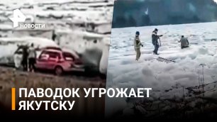 Подростков унесло на льдине: река Лена выходит из берегов и угрожает Якутску / РЕН Новости