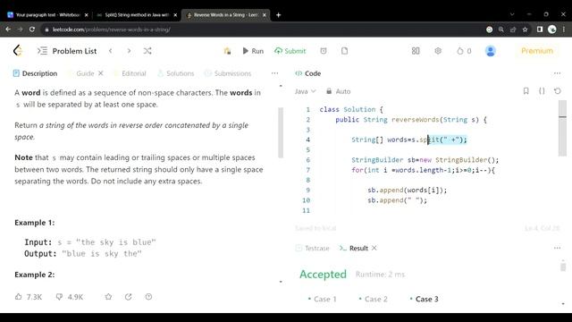 Reverse string by words | LeetCode 151 | JAVA смотреть онлайн