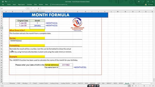 How to use the Excel MONTH function || MONTH function || Month formula in Excel смотреть онлайн