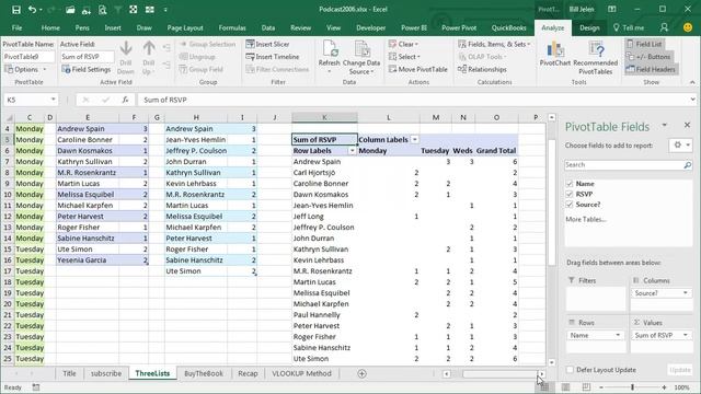 Excel - How To Compare Lists And Combine In Excel - Episode 2006