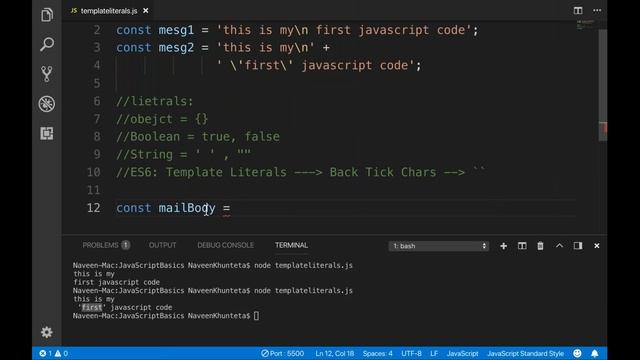 ES6 - Template Literals in JavaScript - Part - 12 || Important Feature