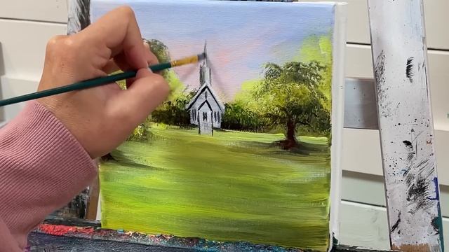 Acrylic Painting Little Country Church смотреть онлайн
