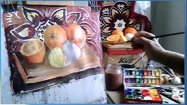 рисование натюрморта  фрукты meyvələrin rəsmi.