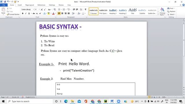Basic Syntax Of Python