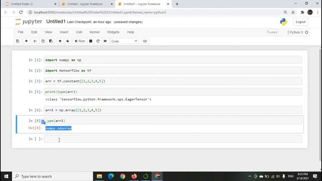 creating array in tensorflow | create tensors in tensorflow in hindi | tensorflow array