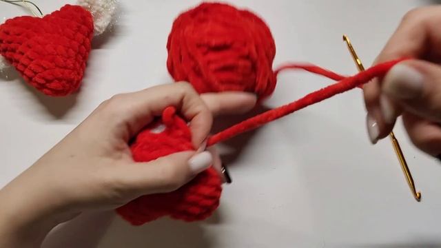 Сердце крючком из плюшевой пряжи #сердцекрючком